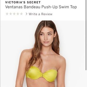 Victoria’s Secret (Black) Ventanas Bandeau push up bikini swim top, Size 32DD